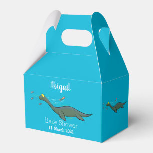 Cute, happy sea monster plesiosaur cartoon  favor box