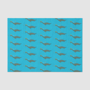 Cute, happy sea monster plesiosaur cartoon tissue paper