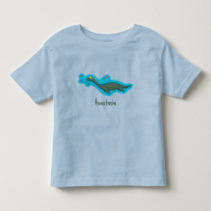 Cute, happy sea monster plesiosaur cartoon toddler t-shirt
