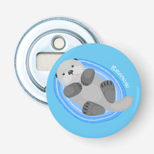 Cute happy sea otter cartoon illustration bottle opener