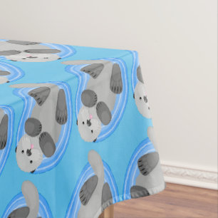 Cute happy sea otter cartoon illustration tablecloth