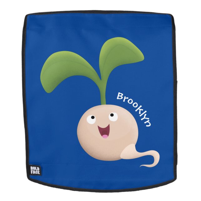 Cute happy seed sprout cartoon illustration  backpack (Removable Face)
