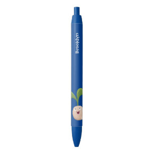 Cute happy seed sprout cartoon illustration black ink pen