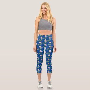 Cute happy seed sprout cartoon illustration capri leggings