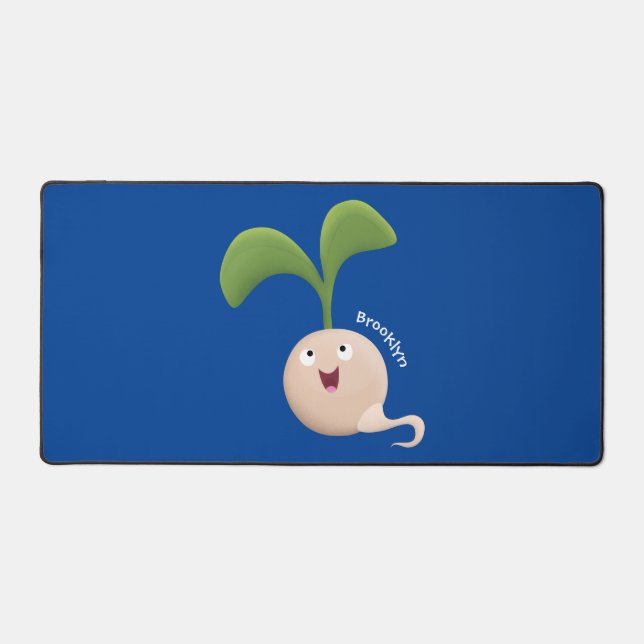 Cute happy seed sprout cartoon illustration desk mat (Front)