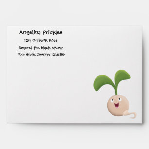 Cute happy seed sprout cartoon illustration envelope