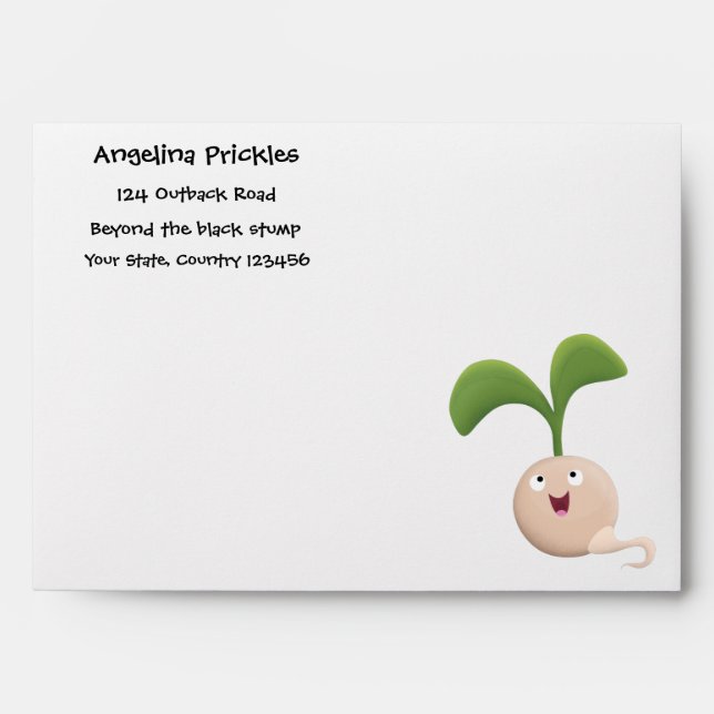 Cute happy seed sprout cartoon illustration envelope (Front)