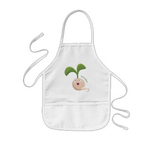 Cute happy seed sprout cartoon illustration kids apron