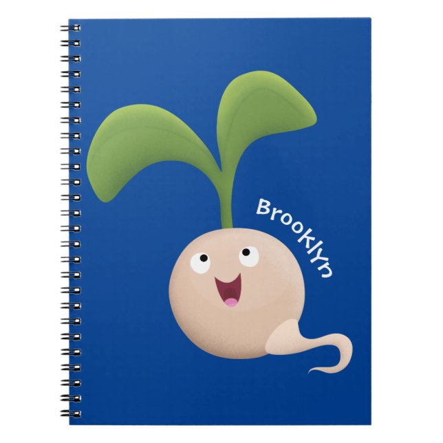 Cute happy seed sprout cartoon illustration notebook (Front)