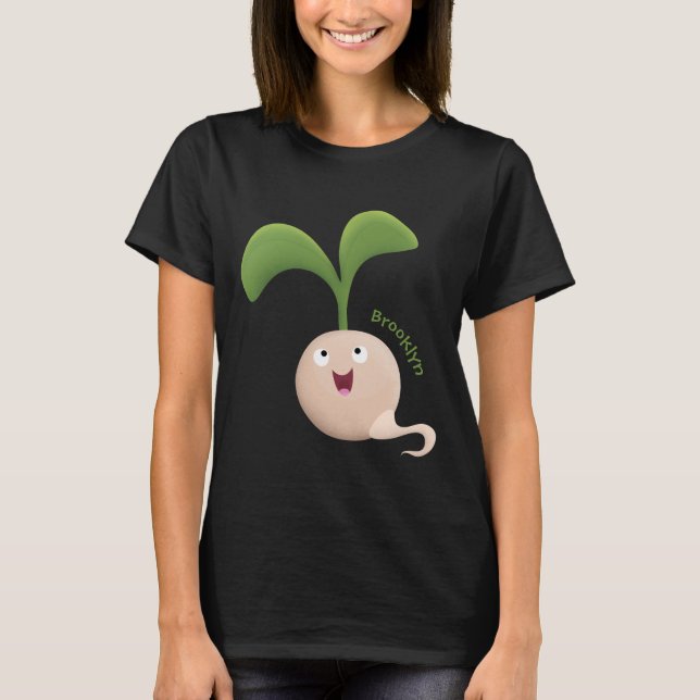Cute happy seed sprout cartoon illustration T-Shirt (Front)