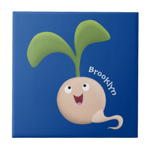 Cute happy seed sprout cartoon illustration tile