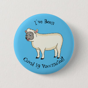 Cute happy sheep cartoon illustration 2 inch round button