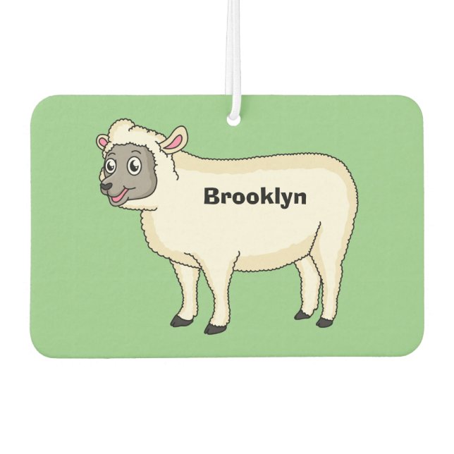 Cute happy sheep cartoon illustration air freshener (Front)