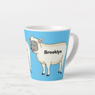Cute happy sheep cartoon illustration latte mug
