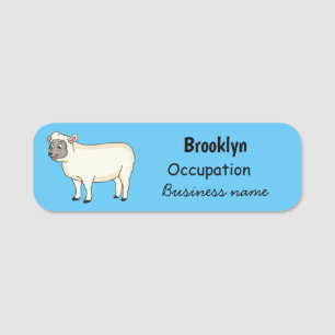Cute happy sheep cartoon illustration name tag