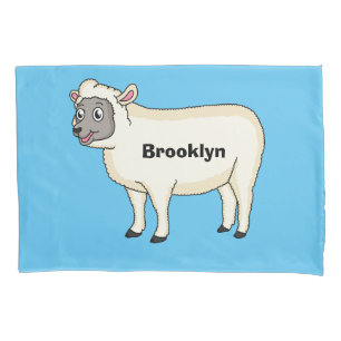 Cute happy sheep cartoon illustration  pillowcase