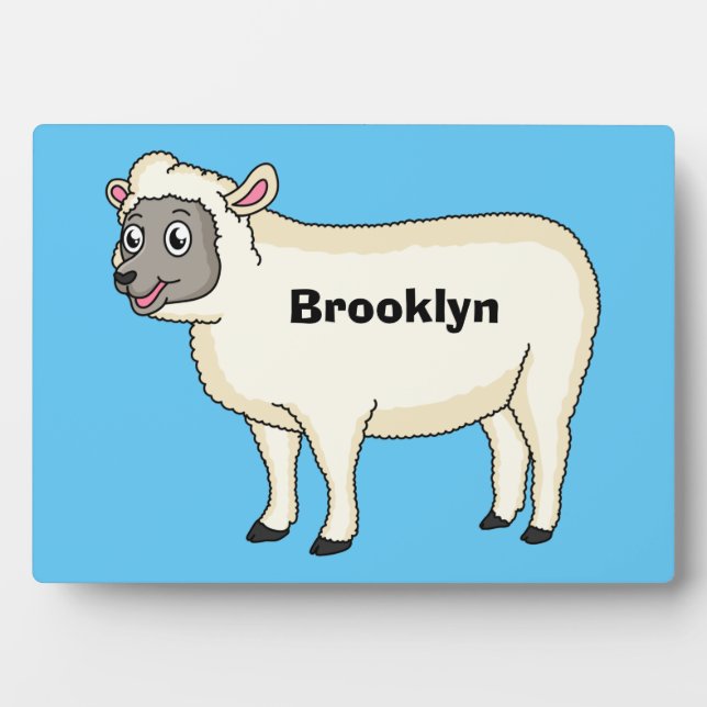 Cute happy sheep cartoon illustration plaque (Front)