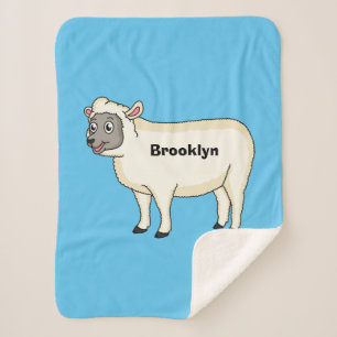 Cute happy sheep cartoon illustration sherpa blanket