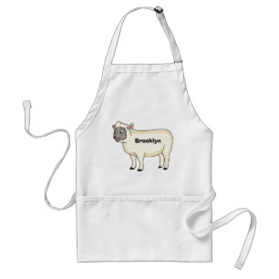 Cute happy sheep cartoon illustration standard apron