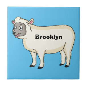 Cute happy sheep cartoon illustration  tile