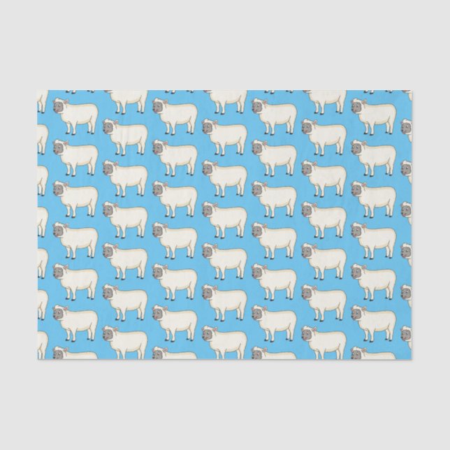Cute happy sheep cartoon illustration tissue paper (Front)