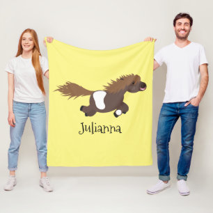 Cute happy Shetland pony cartoon illustration Fleece Blanket