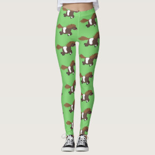 Cute happy Shetland pony cartoon illustration Leggings