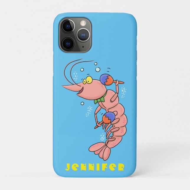Cute happy shrimp, prawn cartoon Case-Mate iPhone case (Back)