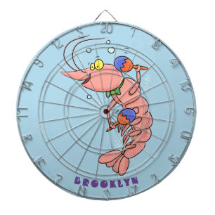Cute happy shrimp, prawn cartoon dartboard
