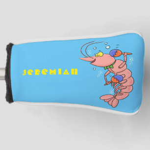 Cute happy shrimp, prawn cartoon golf head cover
