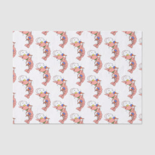 Cute happy shrimp, prawn cartoon tissue paper