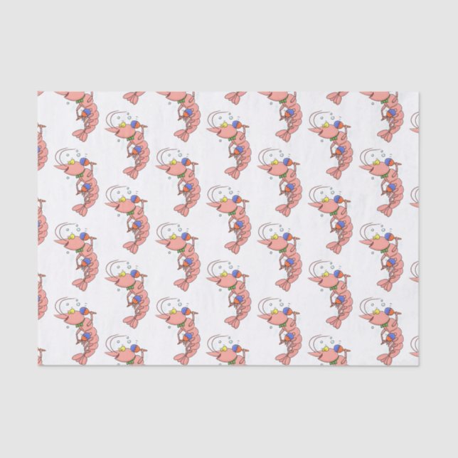 Cute happy shrimp, prawn cartoon tissue paper (Front)