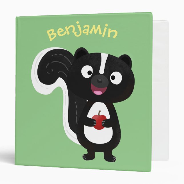 Cute happy skunk cartoon illustration binder (Front/Inside)
