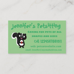 Cute happy skunk cartoon illustration business card
