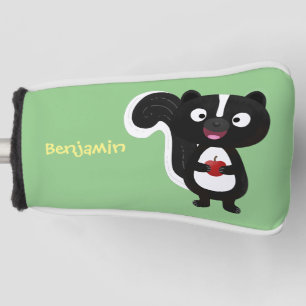 Cute happy skunk cartoon illustration golf head cover