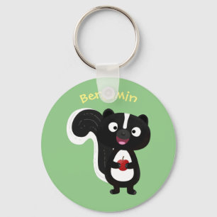 Cute happy skunk cartoon illustration keychain