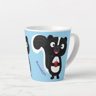 Cute happy skunk cartoon illustration latte mug