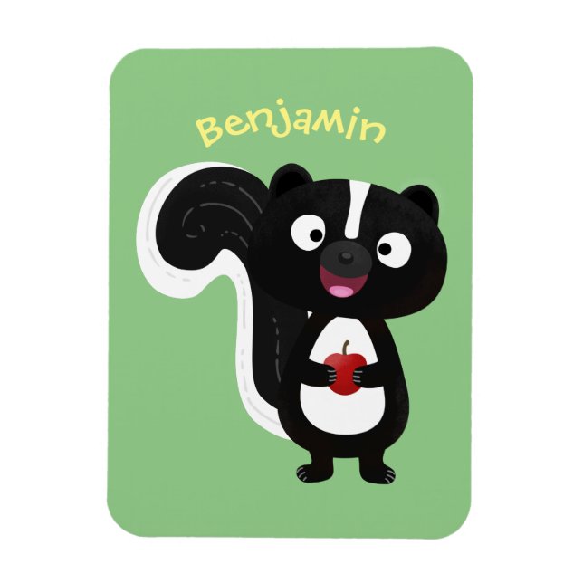 Cute happy skunk cartoon illustration magnet (Vertical)