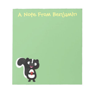 Cute happy skunk cartoon illustration notepad