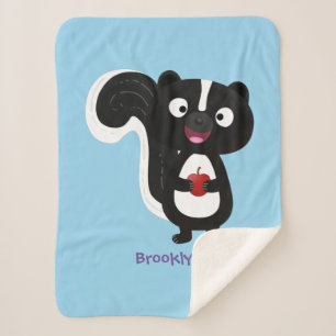 Cute happy skunk cartoon illustration sherpa blanket
