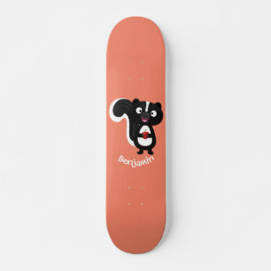 Cute happy skunk cartoon illustration skateboard