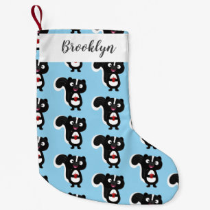 Cute happy skunk cartoon illustration small christmas stocking