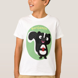 Cute happy skunk cartoon illustration T-Shirt