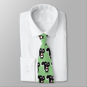 Cute happy skunk cartoon illustration tie