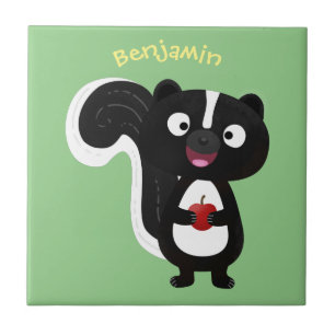 Cute happy skunk cartoon illustration tile