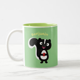 Cute happy skunk cartoon illustration Two-Tone coffee mug
