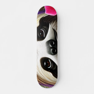 Cute Happy Sloth With Flowers    Skateboard