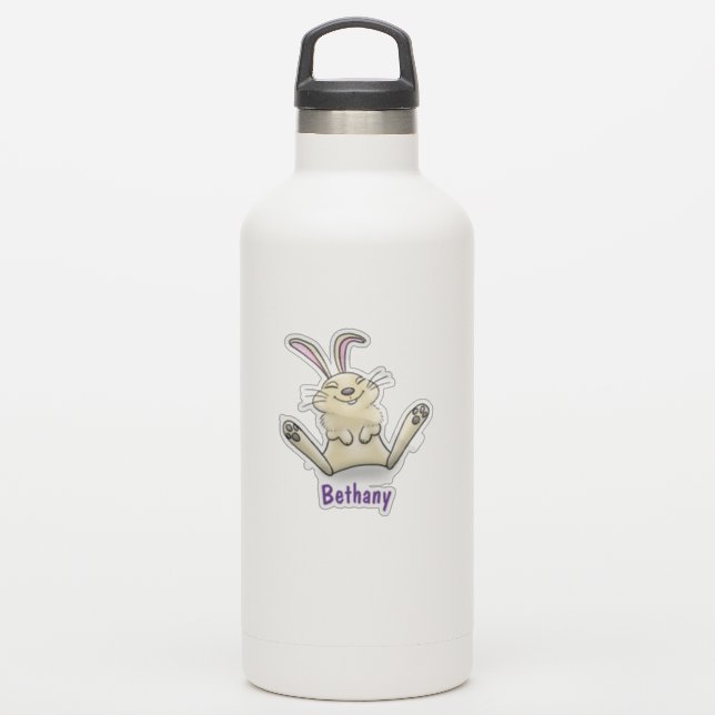 Cute happy smiling baby bunny rabbit cartoon (Waterbottle)