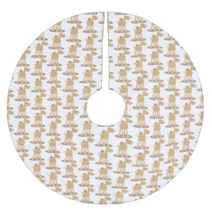 Cute happy smiling camel cartoon illustration brushed polyester tree skirt