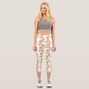 Cute happy smiling camel cartoon illustration capri leggings